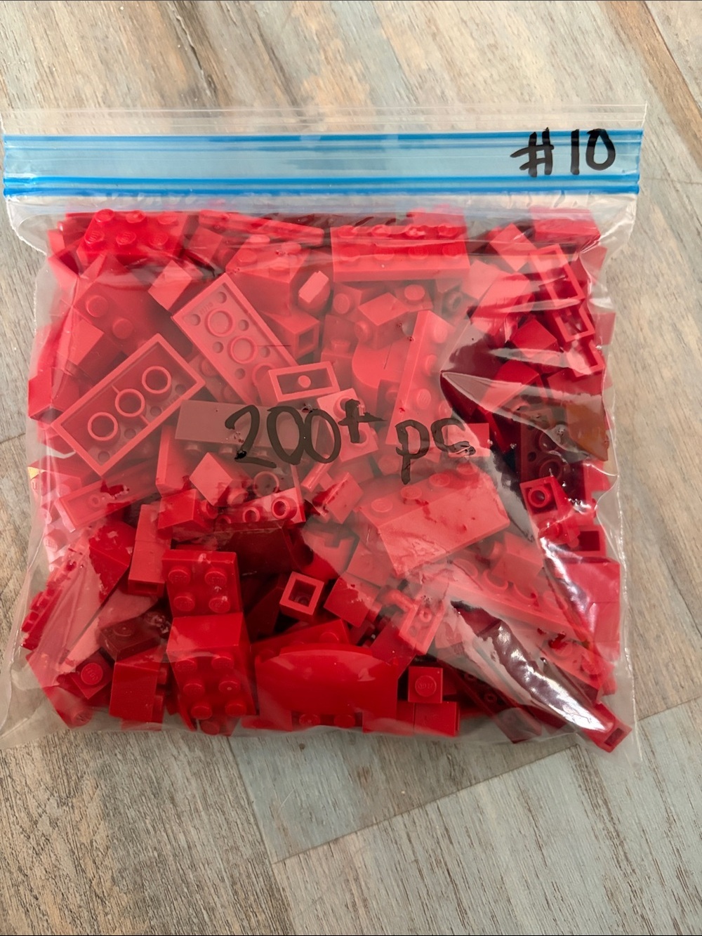 LEGO Red Bricks & Assorted Lot Bulk Parts & Pieces, 200 pc
